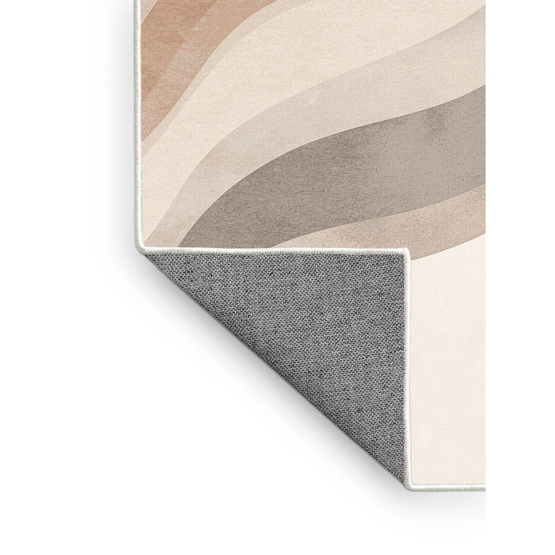 Machine Washable Pantelis Minimalist Ombre Rug in Beige – White Binding, 5 x 7