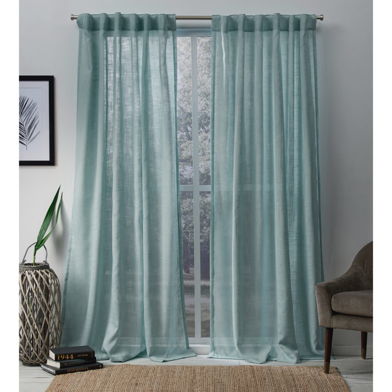 Paire de rideaux semi-transparents Leon, l 54 po x L 96 po, Écume de mer