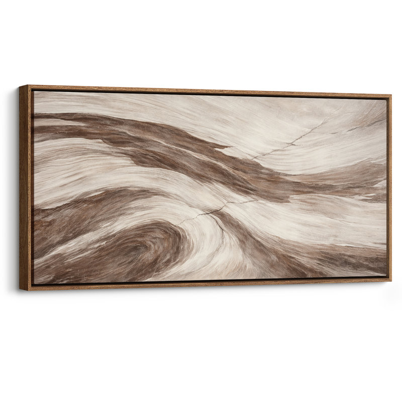 Très grand art mural abstrait brun, H 30 po x l 60 po, Naturel