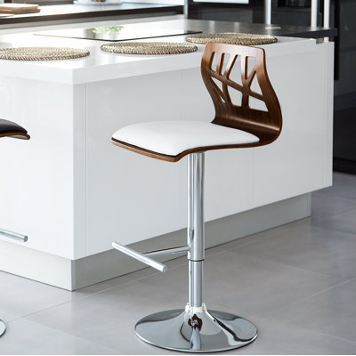 Sittig Swivel Upholstered Faux Leather Adjustable Height Bar Stool