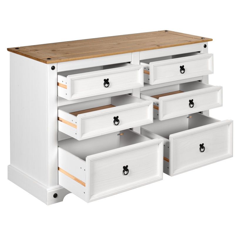 Solid Wood 132 cm W Chest of 6 Drawers