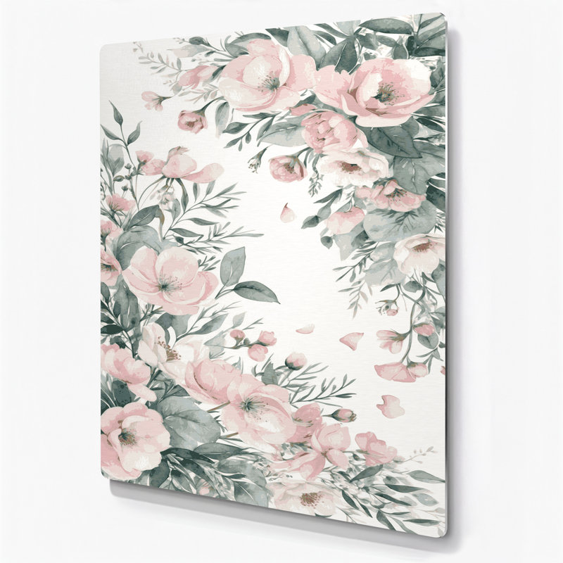 Aquarelle florale, art mural en métal beige 10, H 10 po x l 8 po