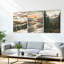 Paysage de montagne coucher de soleil sur toile tendue, reproduction d'art sur toile, ensemble de 3-757243403