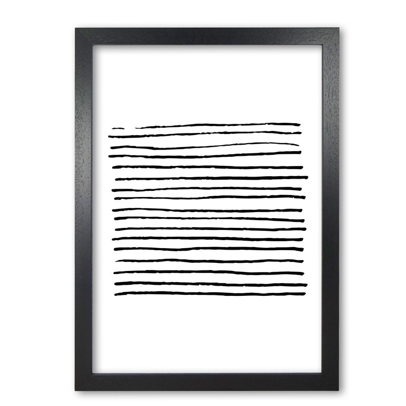 Black Zebra Lines Abstract - Print, Black Grain Frame, 30 cm H x 21 cm W x 5 cm D