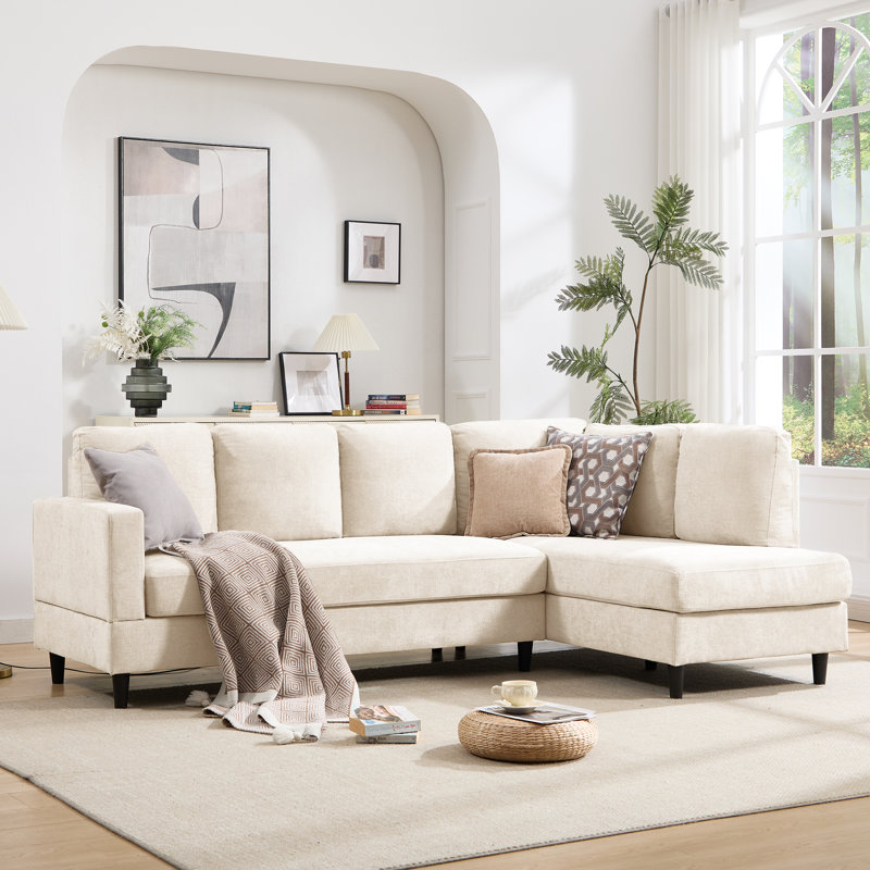 Canapé modulaire en L 95 po, Chenille beige
