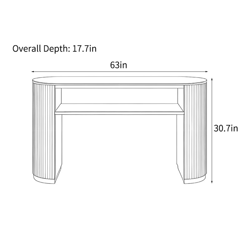 Console simple de style américain, H 30,7 po x l 63 po x P 17,7 po