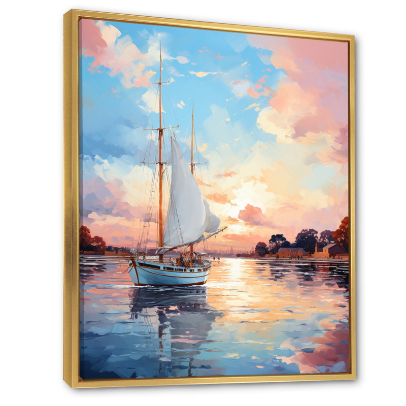 Port Port tranquille - impression, H 20 po x l 12 po x P 1 po, Cadre flottant doré