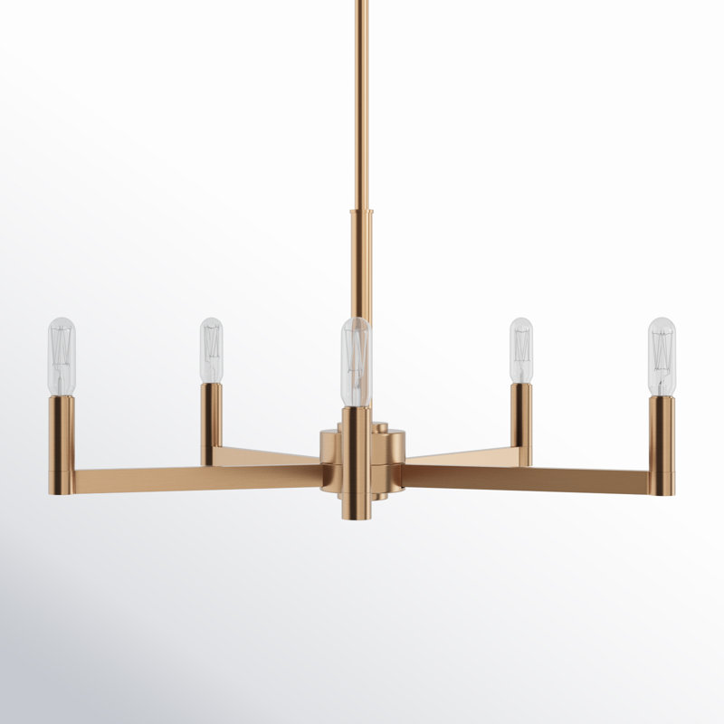 5-Light Chandelier, Satin Brass, 10.5"H x 24"W x 24"D