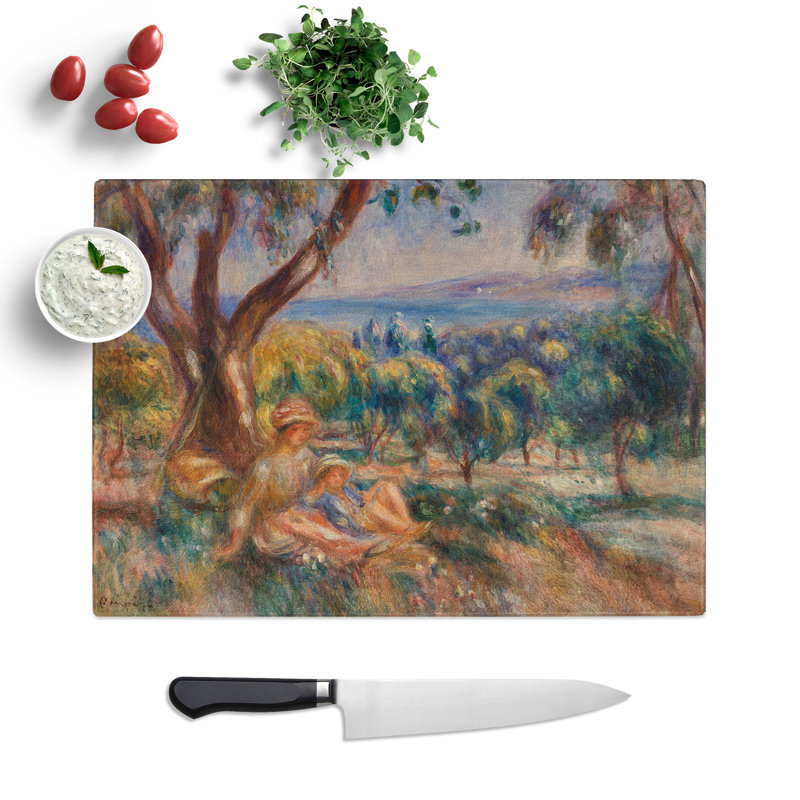 Landscape with Figures by Pierre-Auguste Renoir Chopping Board, 20cm W x 28.5cm L