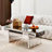 Mirror Sofa Side Table With Fluted Tempered Glass