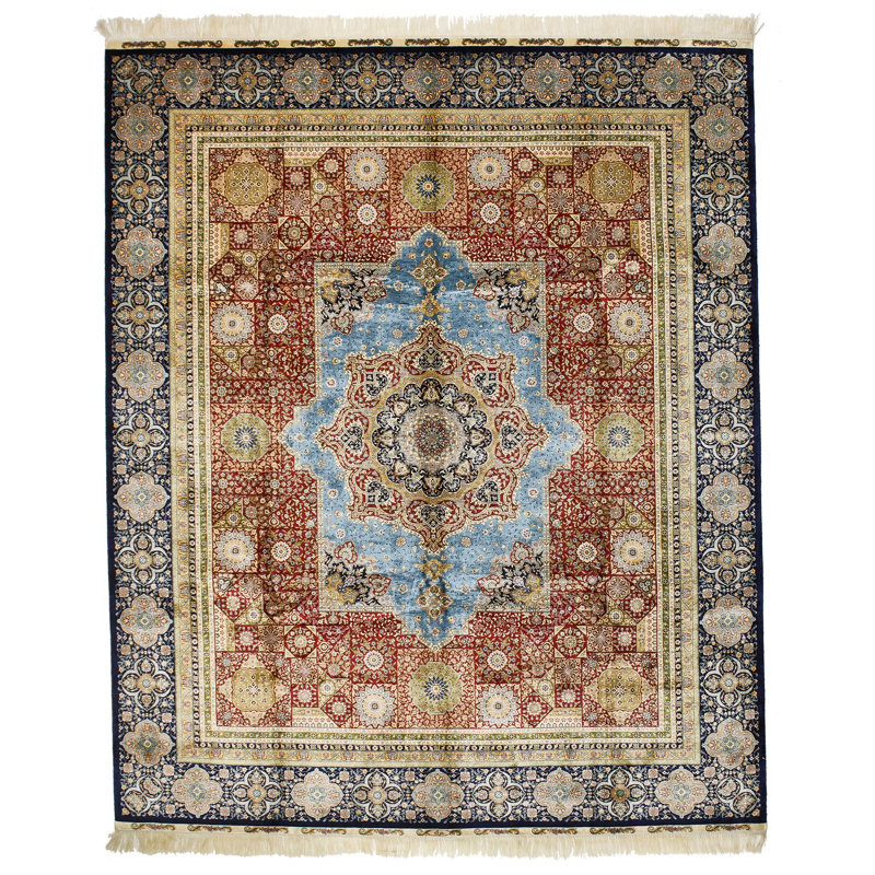 Tapis turc rouge et bleu marine 8 x 10