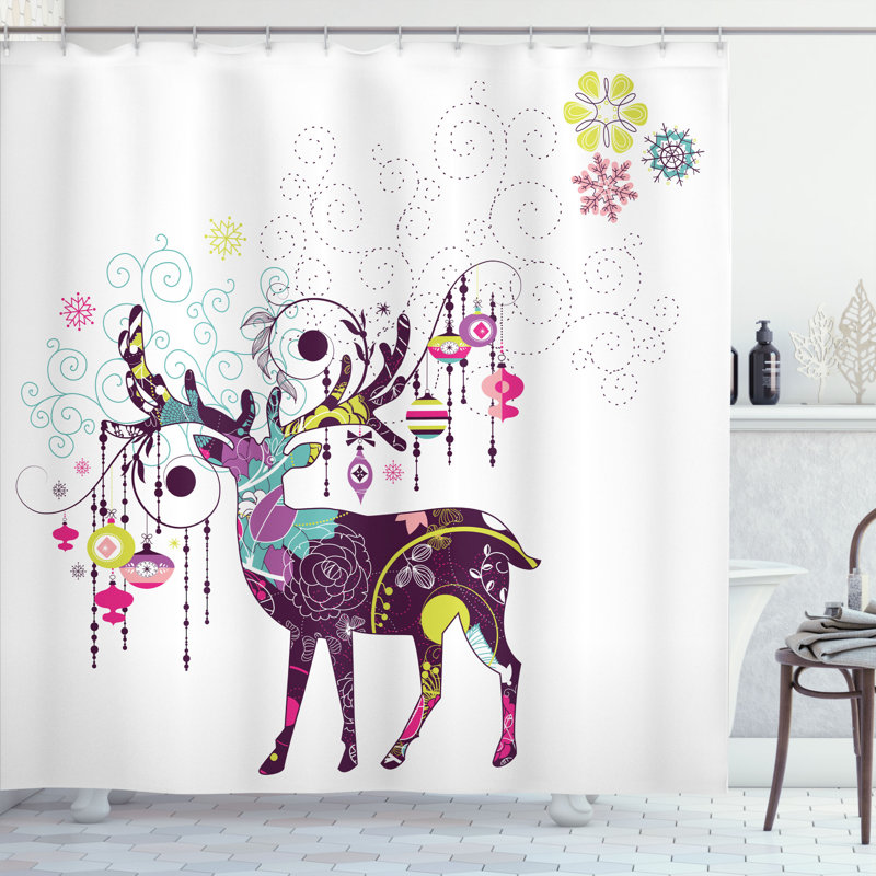 Shower Curtain with Hooks Included, 69" H x 105" W
