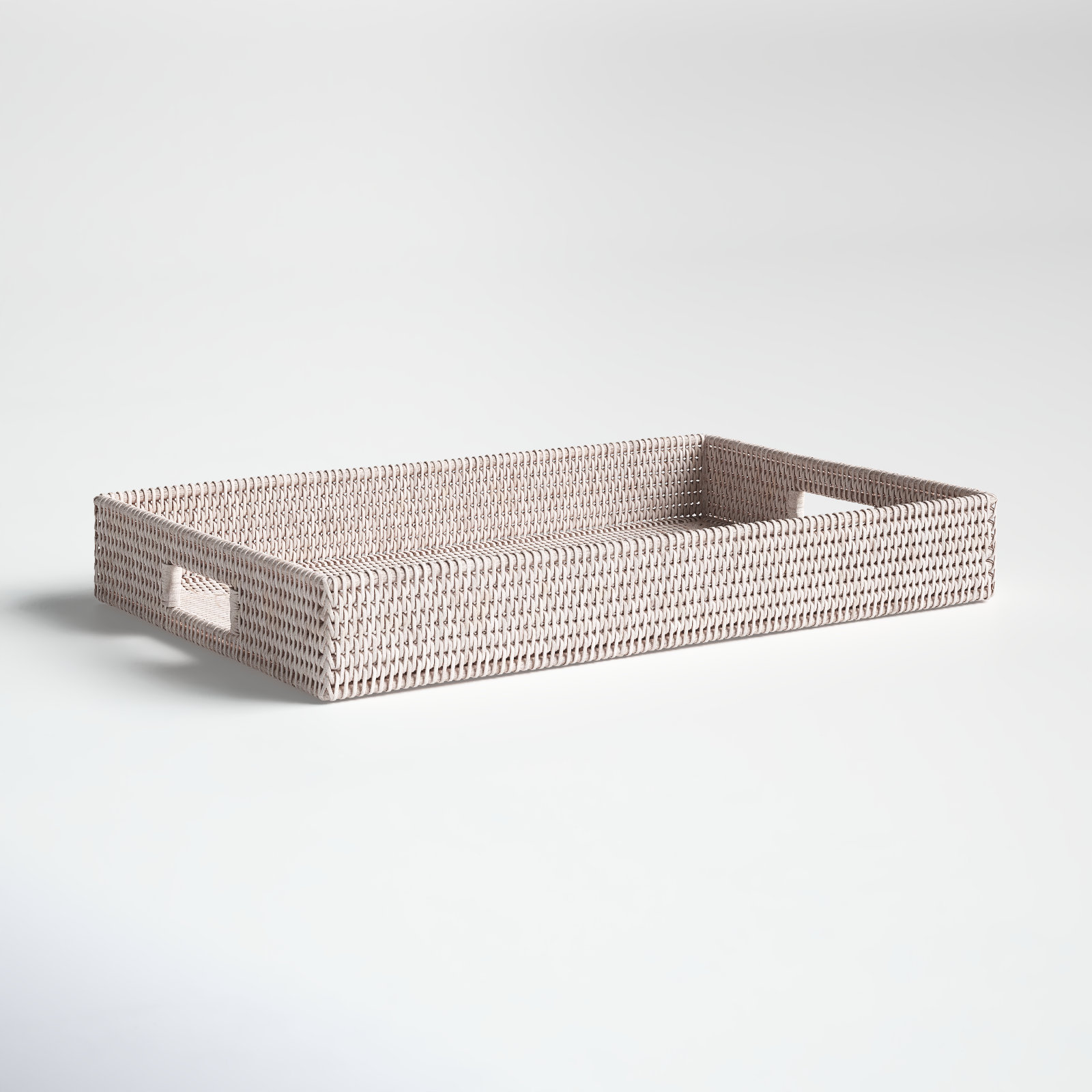 Edmond Decorative Tray, 3" H x 20" L x 13" W, White Wash