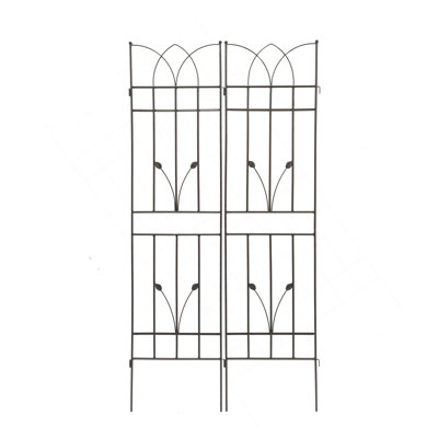 Paquet de 4 treillis de jardin en métal 71 po x 17,7 po antirouille pour plantes grimpantes support de fleurs extérieur brun