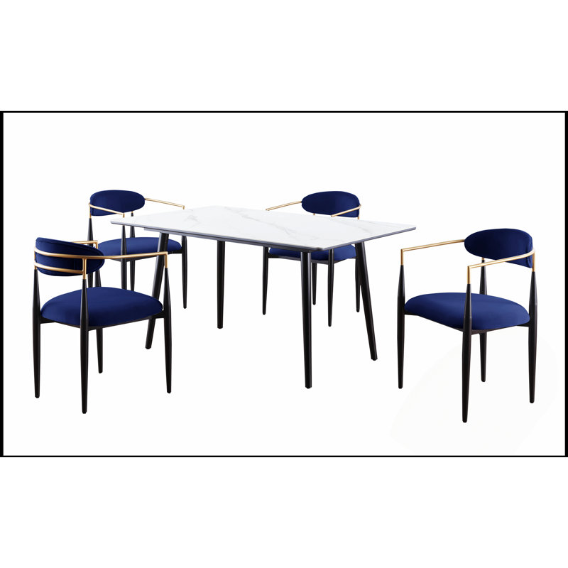 Table de salle à manger classique avec rallonge amovible pour une salle à manger polyvalente et élégante, Bleu, Blanc