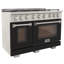 KUCHT Professional 48 po 6,7 pi cu Cuisinière au gaz naturel deux fours - une convection - en noir avec brûleurs True Simmer-97805578-97805576
