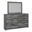Ensemble de commode et miroir 2 pièces Bays, 6 tiroirs, poignées gris anthracite, gris