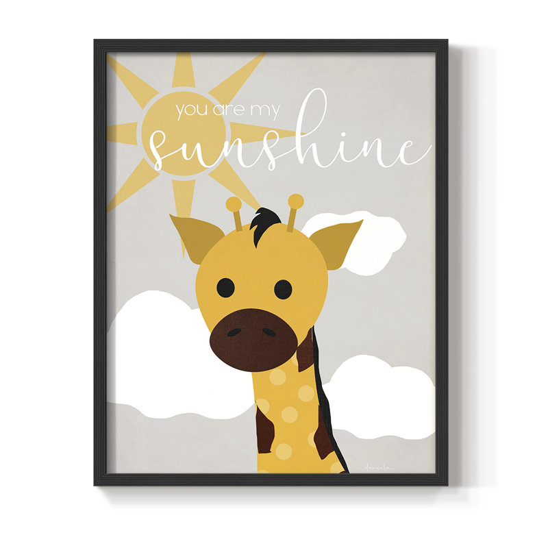 Sunshine Giraffe, reproduction encadrée - bois massif, H 15 po x l 12 po, Noir, noir, noir, noir