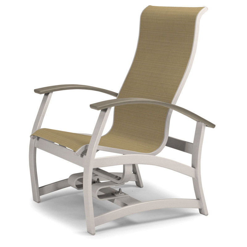 Askar Swivel Powder Coated Aluminum Outdoor Lounge Chair, Textured Snow, Forest Forest Green 22D Sunbrella®, Desert P60