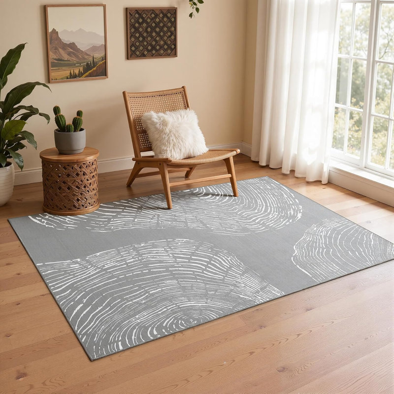 Rectangle Abstract Area Rug, Grey, 160x230