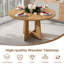 Ensemble de table ronde 47 po avec chaises 4/6 rembourrées, finition chêne / noyer / marbre pour la cuisine de la salle à manger-1833164258-1833164259-1833164256