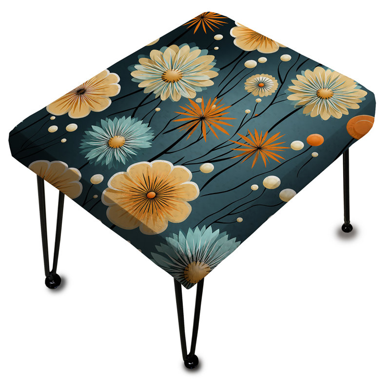 Mod Botanical Delight - Midcentury Rectangle Ottoman