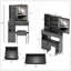 Petit meuble-lavabo de 29,2 po avec tabouret de bureau et tabouret rembourré à gauche 29,5 po, grande commande tactile, interrupteur tricolore, miroir à luminosité réglable, rangement à grande capacité, convient aux petits espaces-119916730