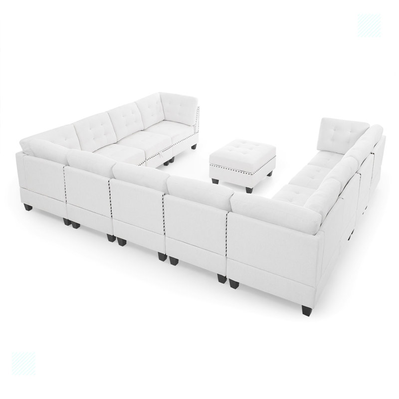 Canapé modulaire rembourré 13 pièces Georgeanna, Chenille ivoire