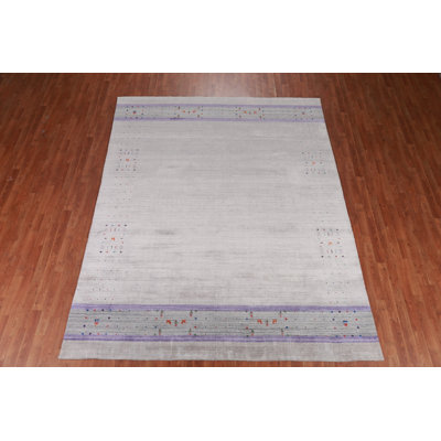 Tapis argenté gris Gabbeh 8 x 10