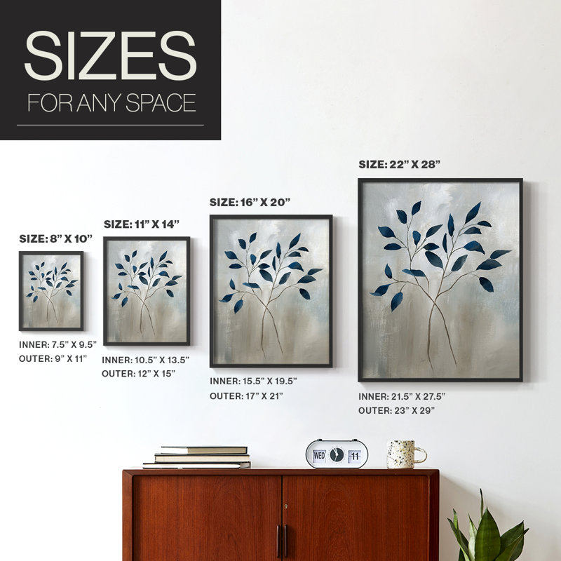 Indigo Foliage I-Premium, reproduction encadrée - prête à être accrochée - aucun clou requis - aucun clou requis