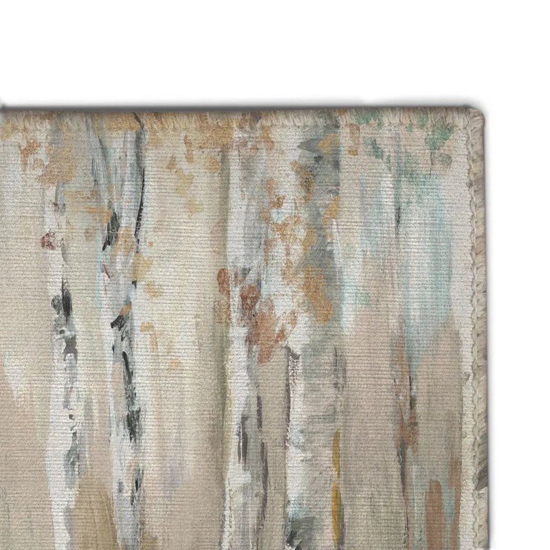 Tapis intérieur / extérieur rectangulaire avec envers antidérapant Woods at Dusk, Rectangle 4 pi x 6 pi