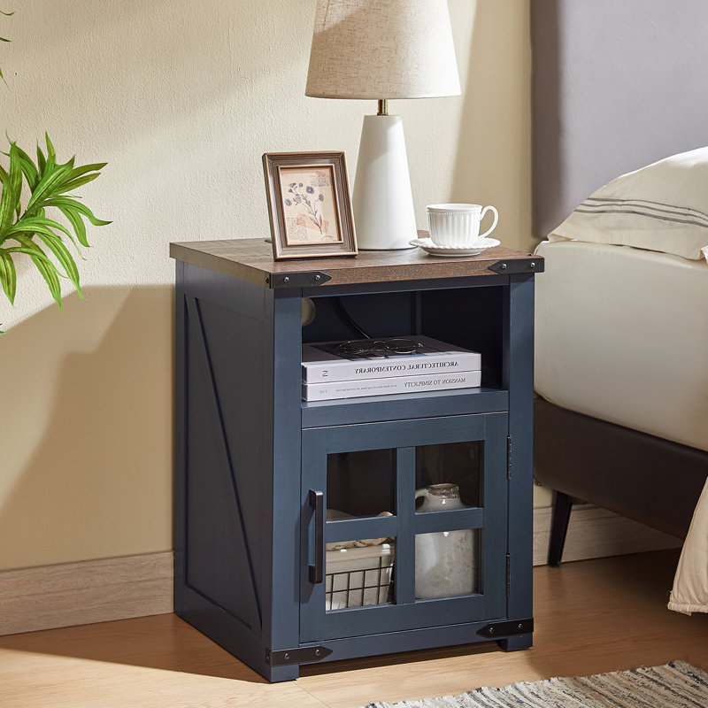 Table de bout ferme 24 po avec station de charge rustique 24 po, Marine