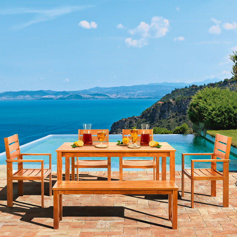 Ensemble repas pour 6 personnes Saniyah, L 59,1 po x l 33,8 po x H 29,9 po