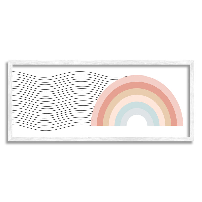 "Wavy Rainbow", impression encadrée sur bois, H 13 po x l 30 po x P 1,5 po, Giclée encadrée blanc bord de mer
