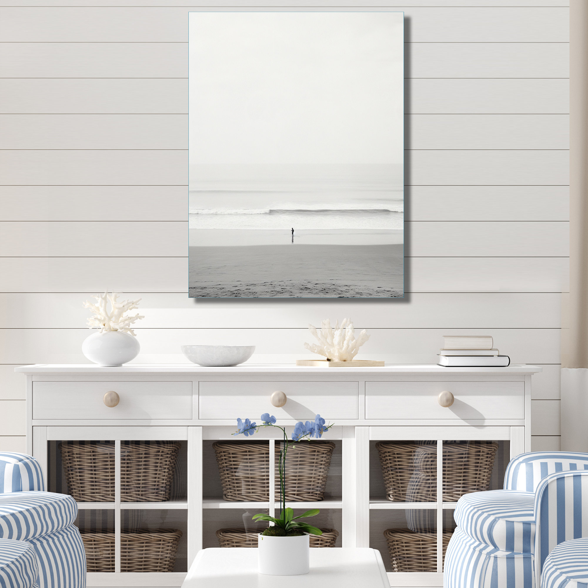 Visual Reference: Highland Dunes Black And White Minimalism Beach Photo V