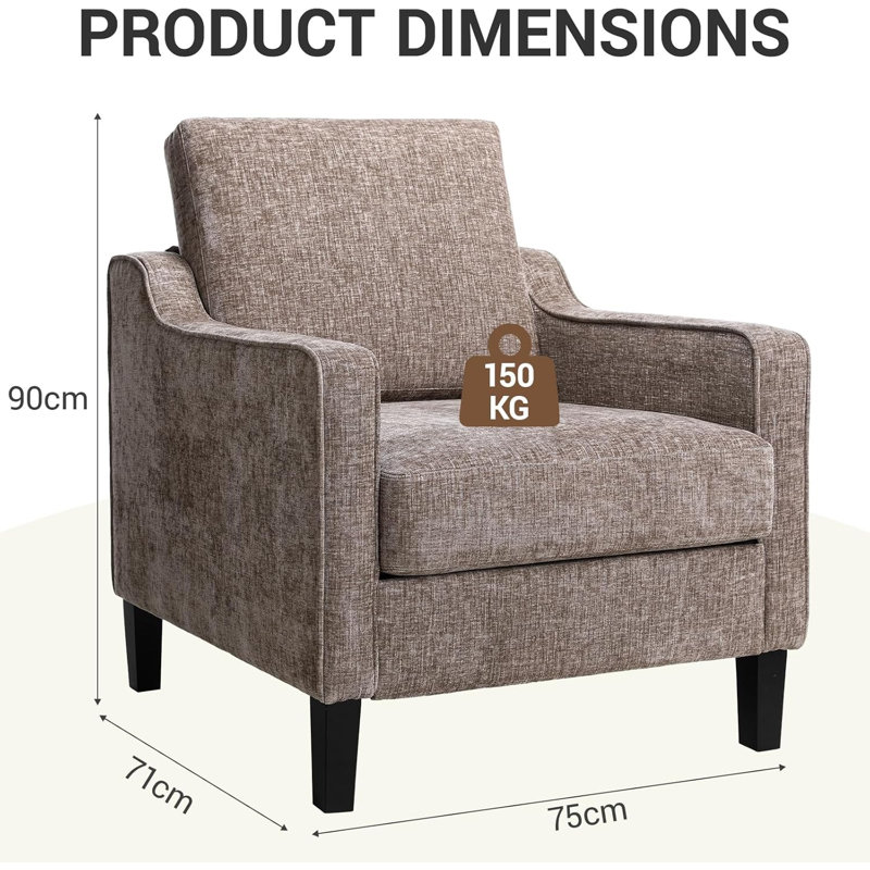 Xxy0272ca-kd Mid-century Modern Accent Armchair, Brown