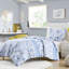 Housse de couette simple / simple TG avec rayures florales rétro, microfibre, lavable à la machine, 2 taies décoratives en microfibre et rayé TG