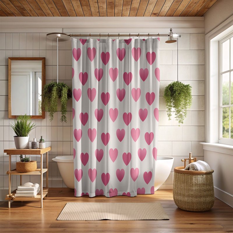 Cupid’s Heartbeat - 1 Piece Standard Shower Curtain, 74"H x 71"W