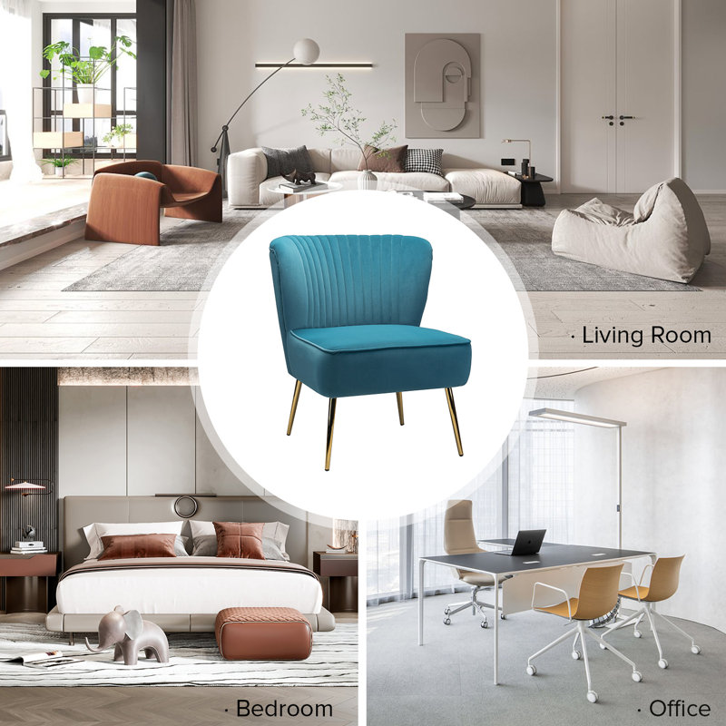 Fauteuil d'appoint Euclid, Velours bleu
