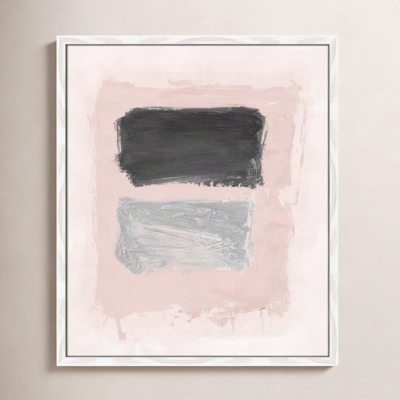 Pink, Black and Silver Shimmer I Print, White Slim Unmatted Picture Framed, 25.5" H x 21.5" W x 1.25" D