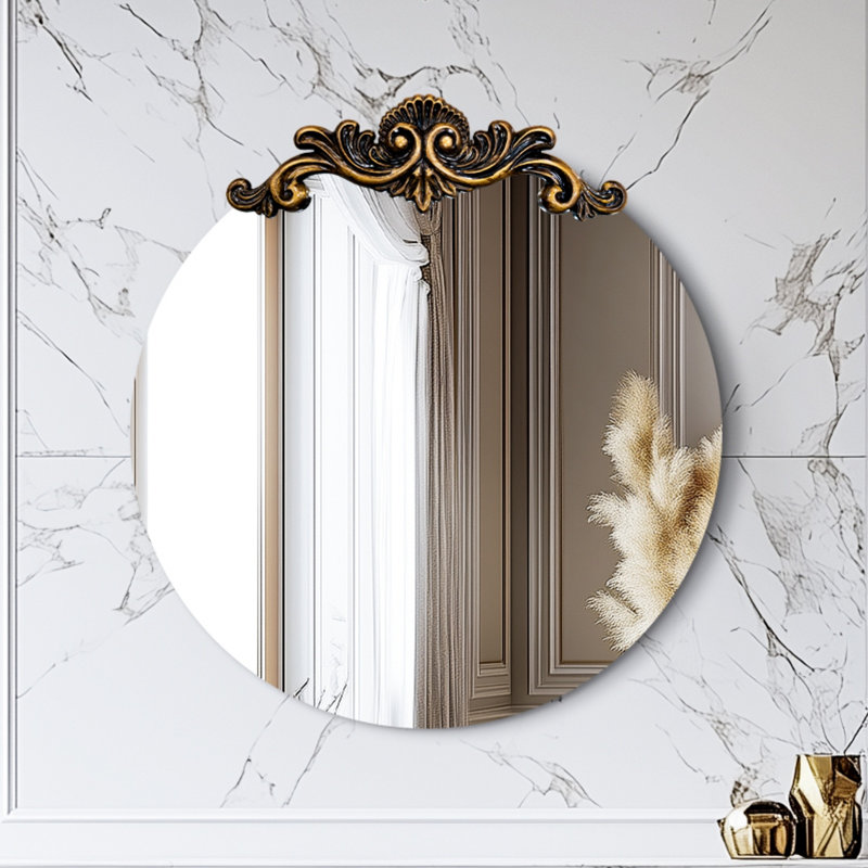 Miroir mural rond baroque rétro, 33,27 po x 31,5 po