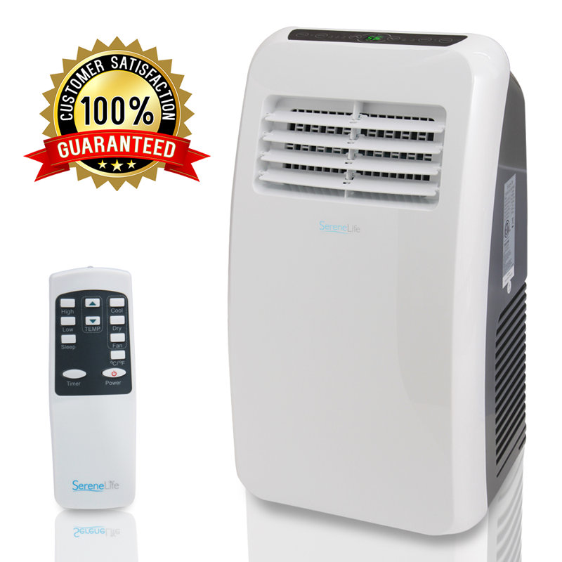SereneLife 8,000 BTU White and Black Portable Air Conditioner with Remote