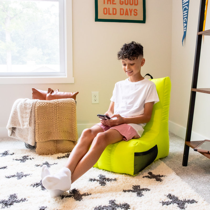 Big Joe Bean Bag Video Lounger, Durable Polyester Nylon Blend, 2 feet, Lime Punch 100% Polyester