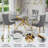 5-Piece Modern Glam Dining Set With Tempered Glass Table & 4 Velvet Upholstered Chairs-114544032-114544034