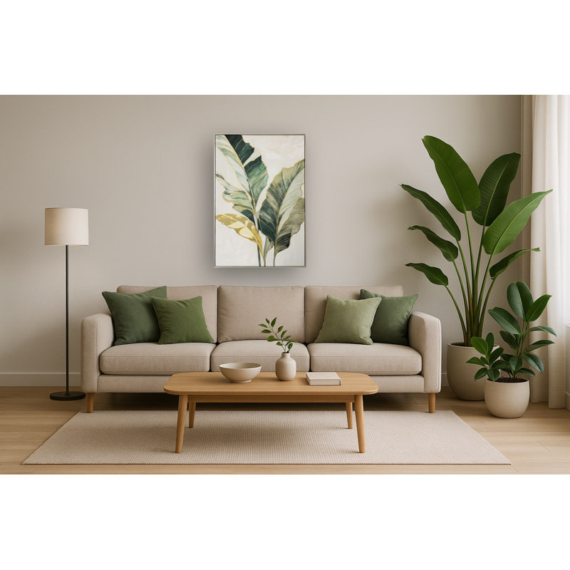 Art mural sur toile Golden Tropic Botanica - 33 po x 48 po - Cadre argent champagne