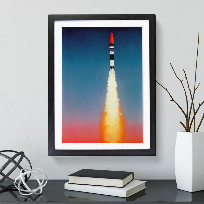 XV1022-4004X Spaceship Rocket In Flight No.1 - Single Picture Frame Print, Black, 34cm H x 25cm W x 2cm D