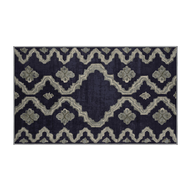 Machine Washable Purple Area Rug, Rectangle 7' x 9'