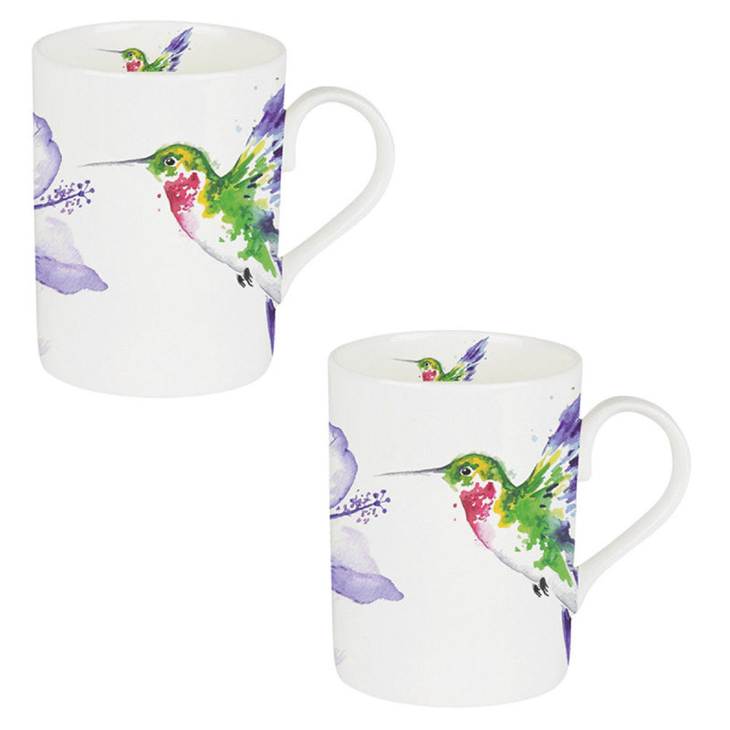 Grande tasse à café en porcelaine hummingbird & soucoupes Cathleen, 6