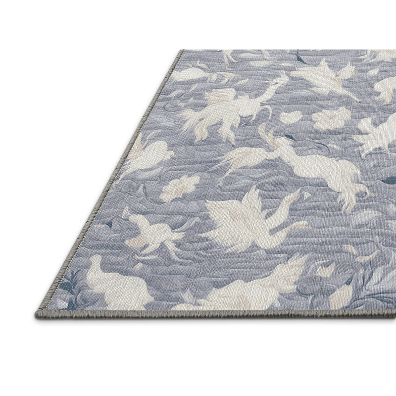Tapis gris lavable à la machine, Rectangle 4 pi x 6 pi