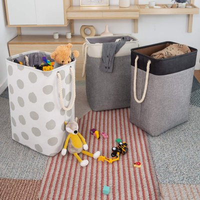 Canvas Rolling Laundry Bin with Handles